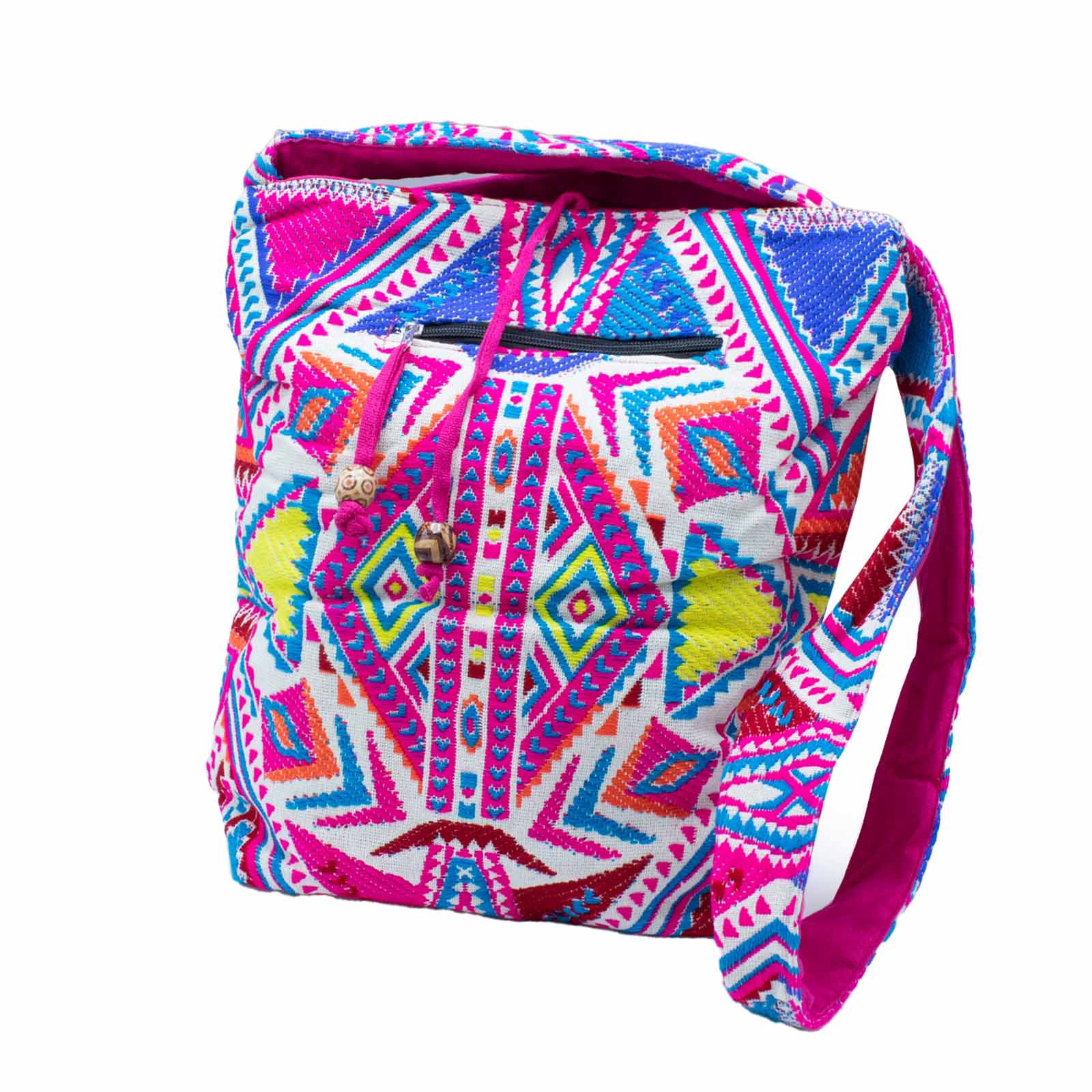 μεγάλη βαμβακερή τσάντα crossbody boho sunrise χρώματα